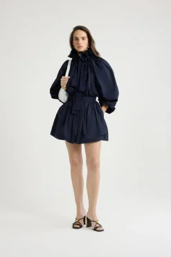 Iconic drawstring top in organic cotton poplin