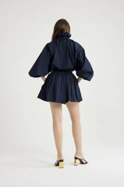 Iconic drawstring top in organic cotton poplin