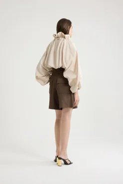 Iconic drawstring top in organic cotton poplin