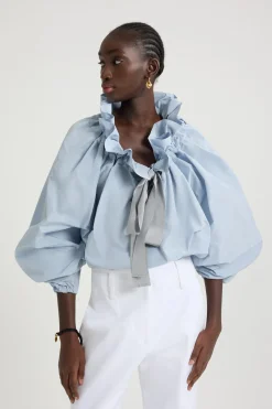 Iconic drawstring top in recycled faille