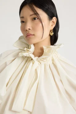 Iconic drawstring top in recycled faille
