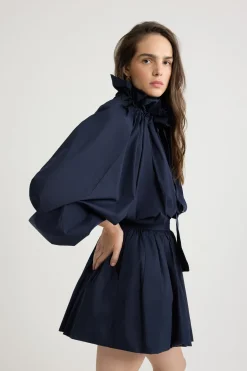 Iconic drawstring top in recycled faille