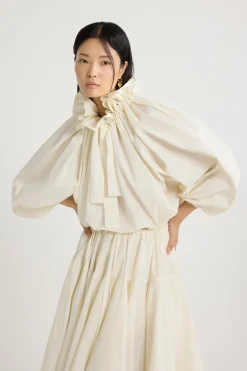 Iconic drawstring top in recycled faille