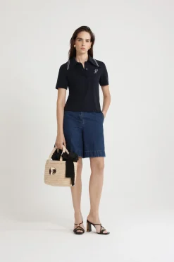 JP monogram embroidery polo shirt in piqué organic cotton