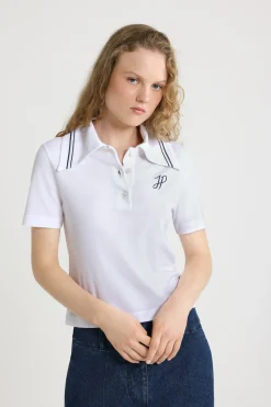 JP monogram embroidery polo shirt in piqué organic cotton