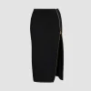 Knit midi pencil skirt in technical crepe