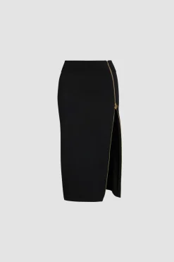 Knit midi pencil skirt in technical crepe