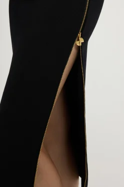Knit midi pencil skirt in technical crepe