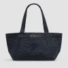 Large JP monogram trapeze tote in raffia