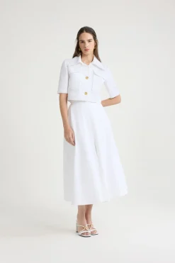 Long A-line skirt in organic cotton gabardine