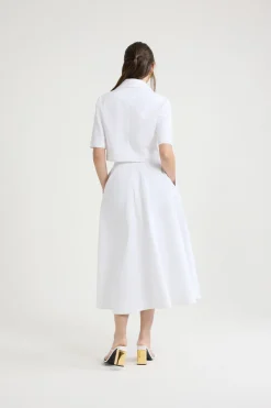 Long A-line skirt in organic cotton gabardine