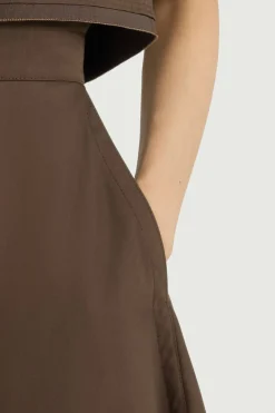 Long A-line skirt in organic cotton gabardine