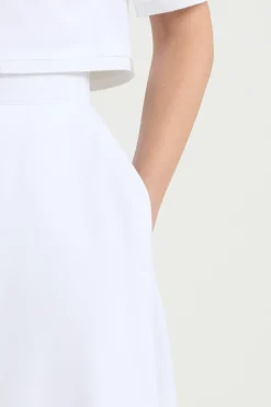 Long A-line skirt in organic cotton gabardine