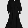 Maxi cocktail dress in recycled faille