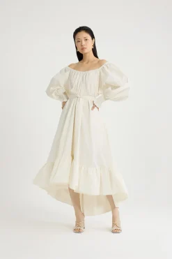 Maxi cocktail dress in recycled faille