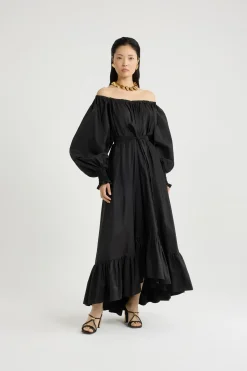 Maxi cocktail dress in recycled faille