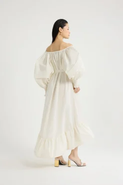 Maxi cocktail dress in recycled faille