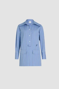 Mini shirt dress in printed organic cotton poplin