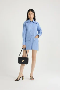 Mini shirt dress in printed organic cotton poplin