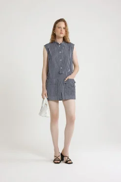 Mini shirt dress in printed organic cotton poplin