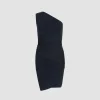 One-shoulder dress in stretch organic cotton