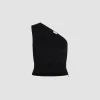 One-shoulder knit top in technical crepe