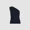 One-shoulder top in stretch organic cotton