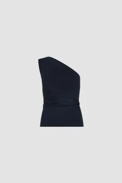 One-shoulder top in stretch organic cotton