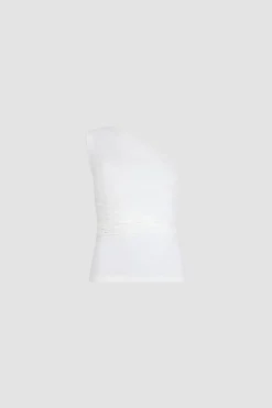 One-shoulder top in stretch organic cotton