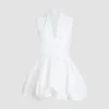 Open back bubble mini dress in recycled faille