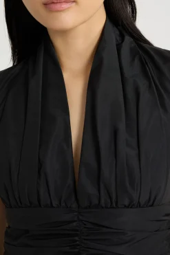 Open back bubble mini dress in recycled faille