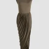 Open back dress in stretch jersey