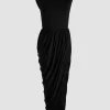 Open back dress in stretch jersey