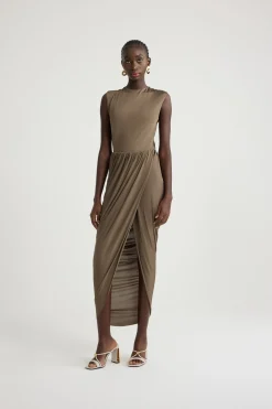 Open back dress in stretch jersey