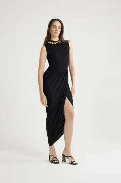 Open back dress in stretch jersey