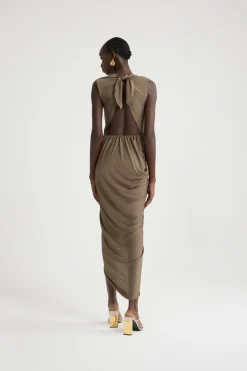 Open back dress in stretch jersey