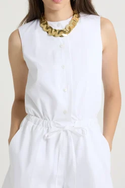 Open back playsuit in organic cotton poplin