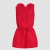 Open back playsuit in recycled ottoman faille
