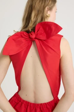 Open back playsuit in recycled ottoman faille
