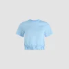 Open back t-shirt in organic cotton