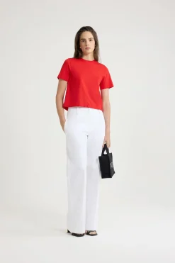 Open back t-shirt in organic cotton