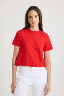 Open back t-shirt in organic cotton