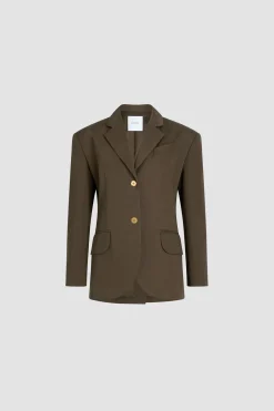 Oversized belted jacket in organic cotton gabardine