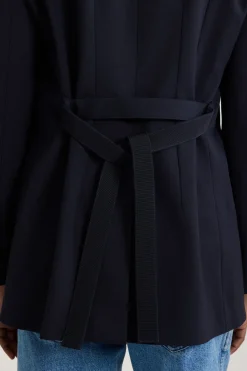 Oversized belted jacket in sustainable technical wool twill