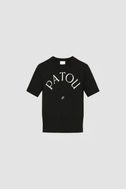 Patou jacquard knit top in eco-friendly cotton blend