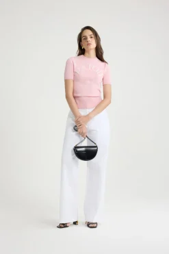 Patou logo jacquard knit top in cotton blend