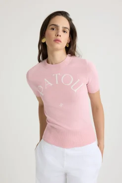 Patou logo jacquard knit top in cotton blend