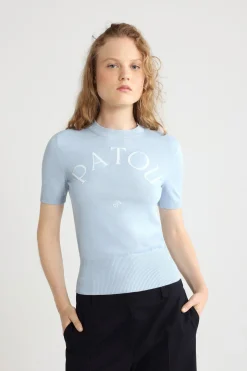 Patou logo jacquard knit top in cotton blend
