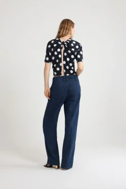 Patou logo split back t-shirt in printed organic cotton