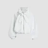 Puff sleeve poplin top